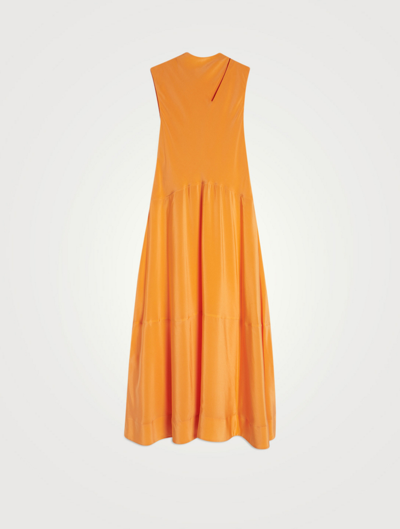VICTORIA VICTORIA BECKHAM Silk Sleeveless Midi Dress Women's Orange