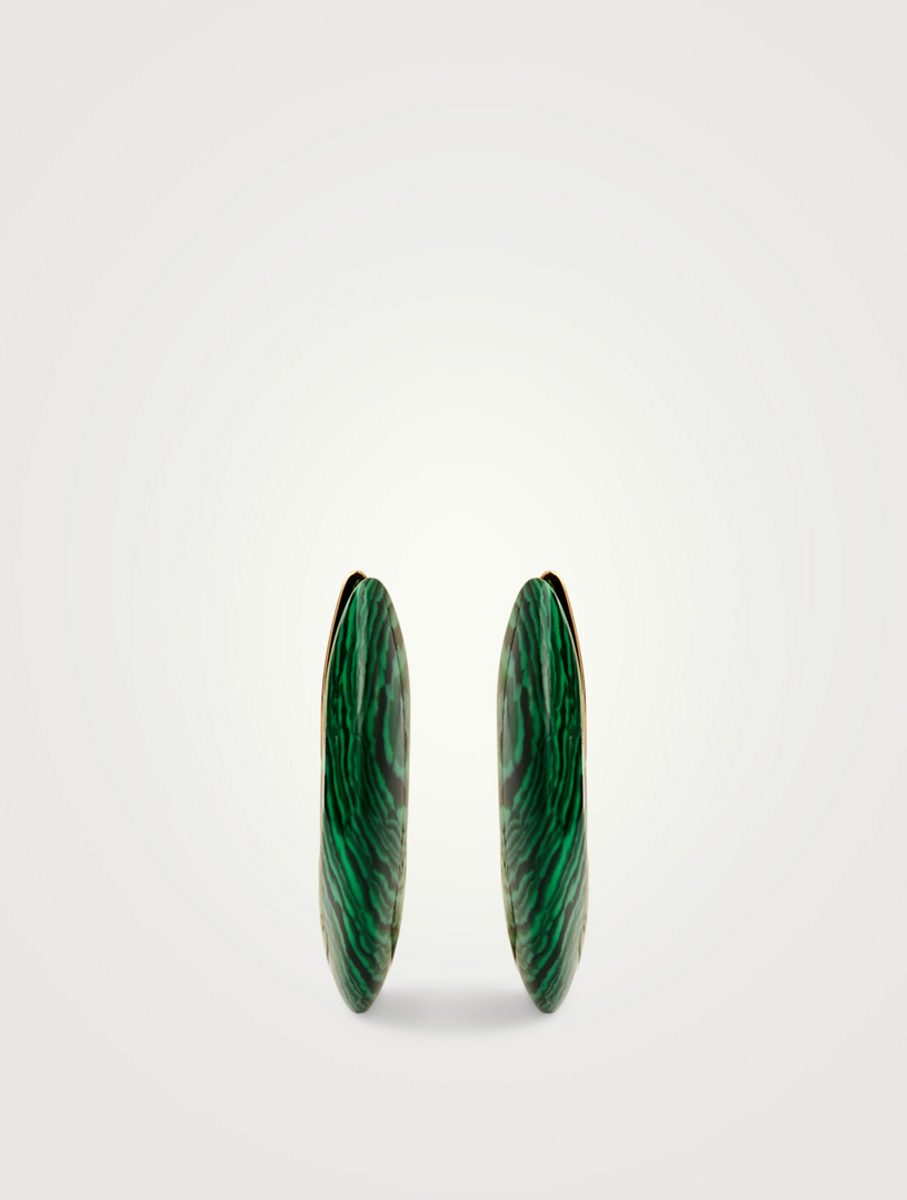 BOTTEGA VENETA Malachite Hoop Earrings Women's Metallic