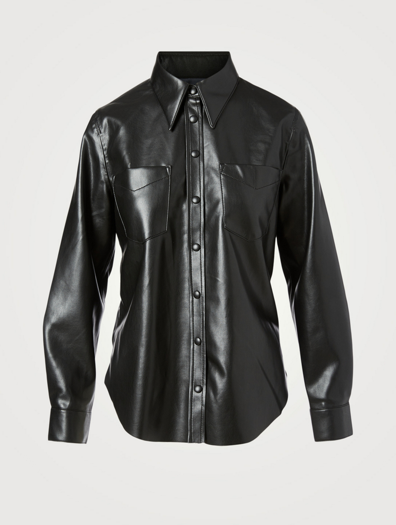 agolde vegan leather shirt