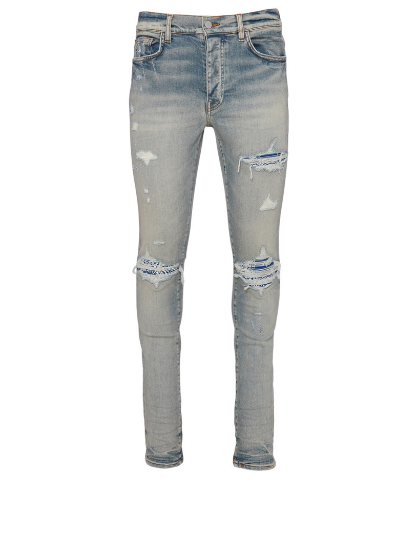 AMIRI MX1 Skinny Jeans With Leather Patches | Holt Renfrew Canada