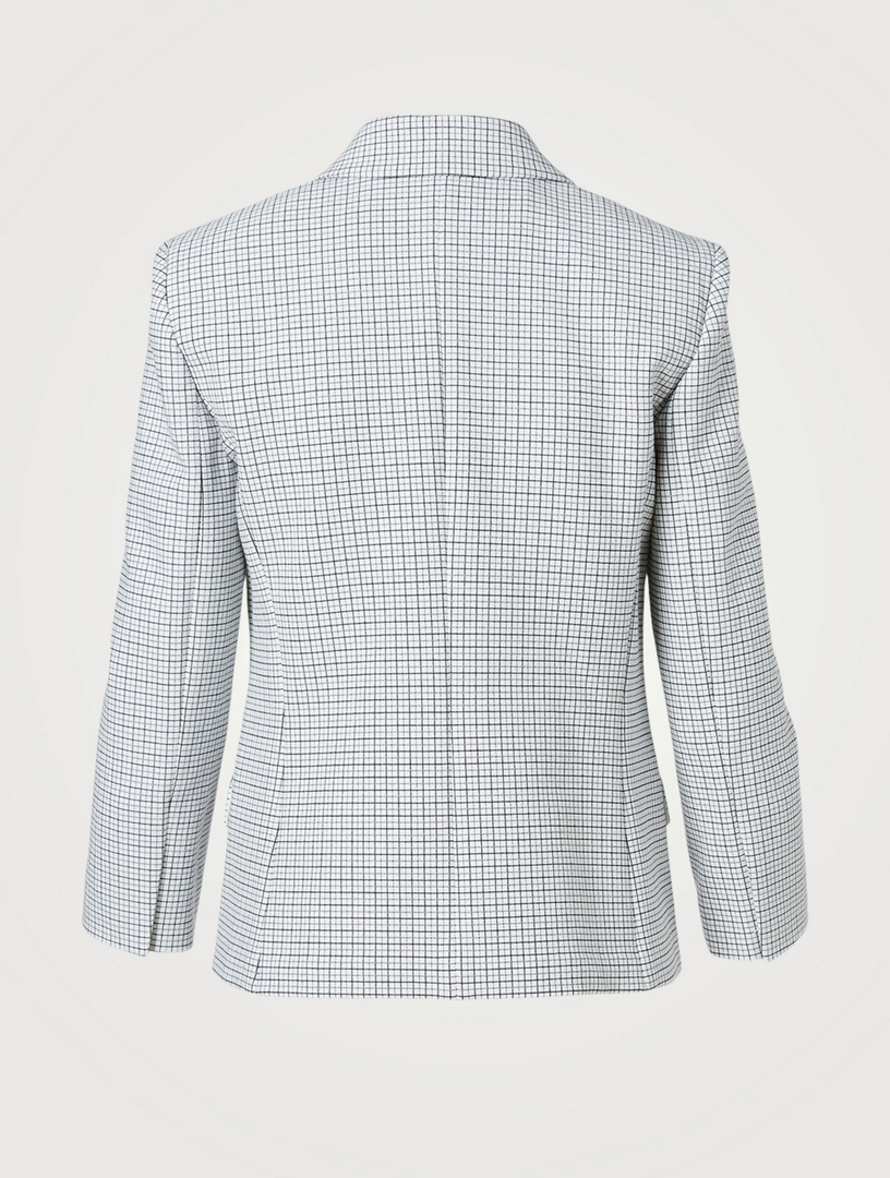 THEORY Shrunken Double-Breasted Blazer In Grid Print | Holt Renfrew Canada