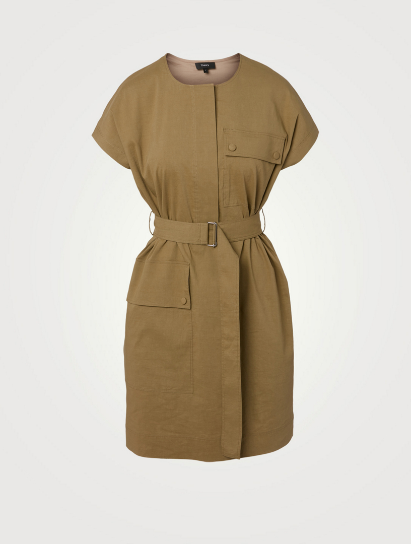 theory linen blend utility dress