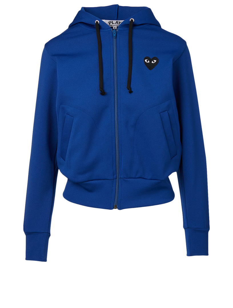 heart embroidered zip funnel sweatshirt