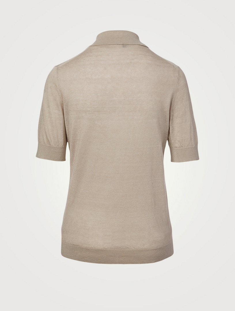 THEORY Linen-Blend Short-Sleeve Polo Sweater | Holt Renfrew Canada