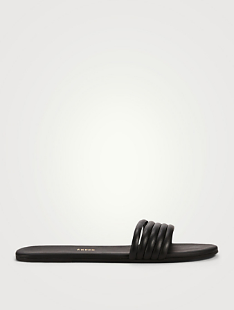 TKEES Serena Leather Slide Sandals Women's Black
