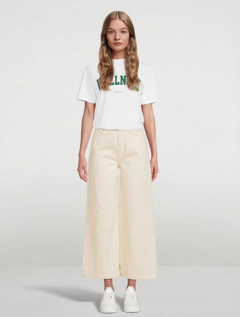 TRIARCHY Cropped Wide-Leg High-Rise Jeans Women's White