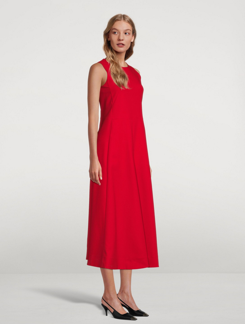 AKRIS Cotton Twill Sleeveless Midi Dress Women's Red