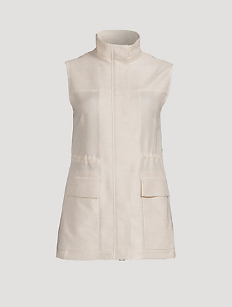 AKRIS Linen Tweed Vest Women's Beige