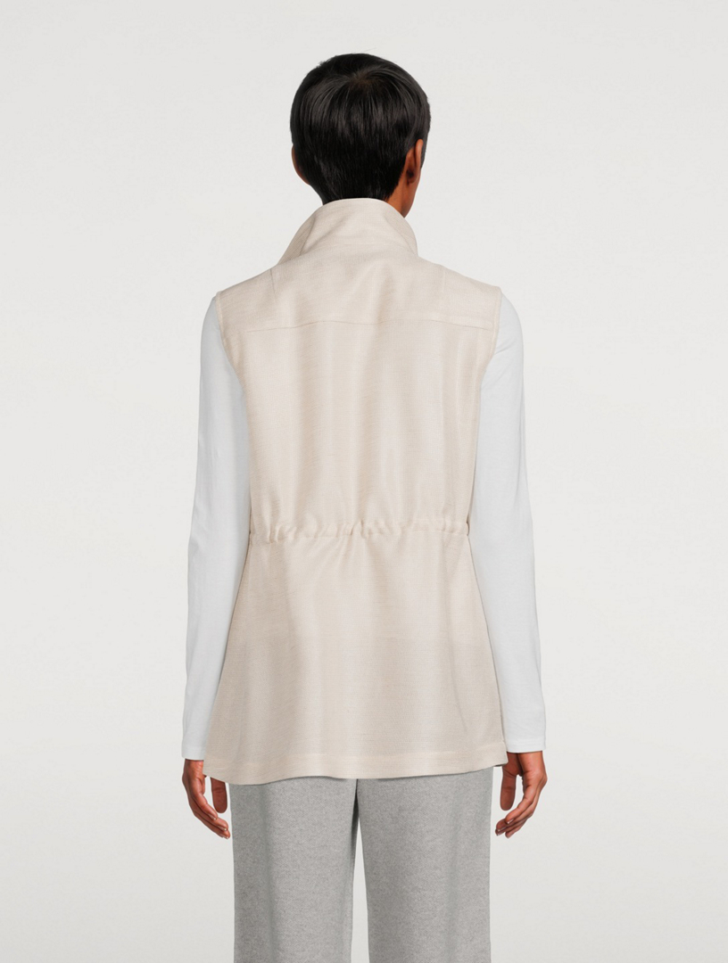 AKRIS Linen Tweed Vest Women's Beige