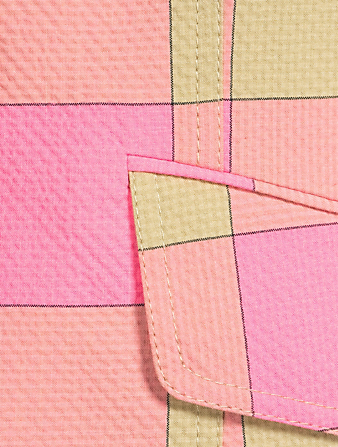 SMYTHE Pouf-Sleeve Blazer In Check Print Women's Pink