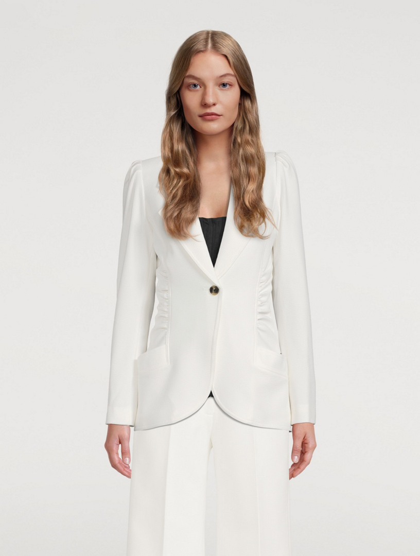 SMYTHE Seersucker Ruched Blazer | Holt Renfrew Canada