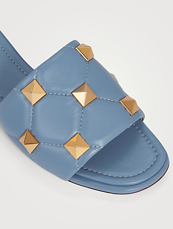 VALENTINO GARAVANI Roman Stud Leather Slide Sandals Women's Blue