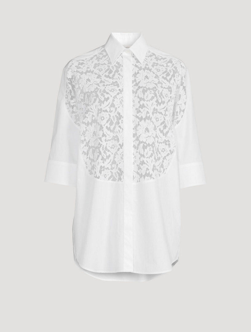 VALENTINO Cotton Lace Shirt Women's White