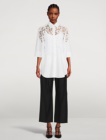 VALENTINO Cotton Lace Shirt Women's White