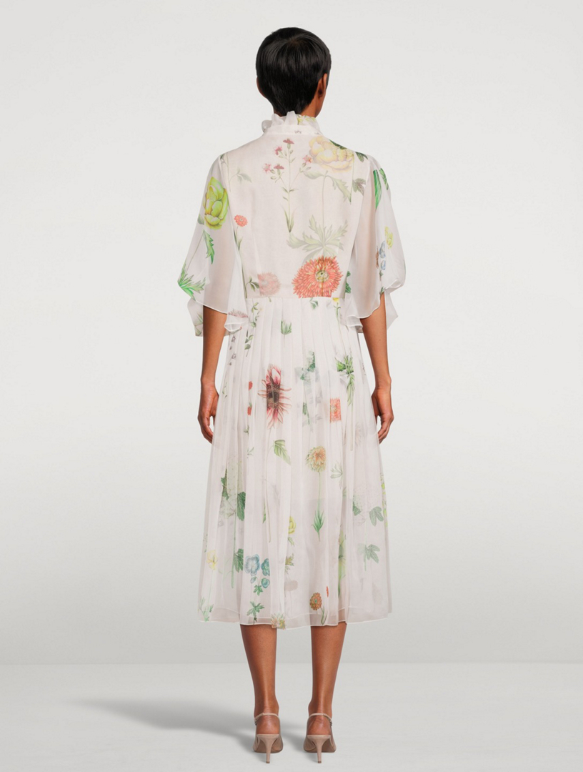 OSCAR DE LA RENTA Silk Chiffon Midi Dress In Floral Print | Holt ...