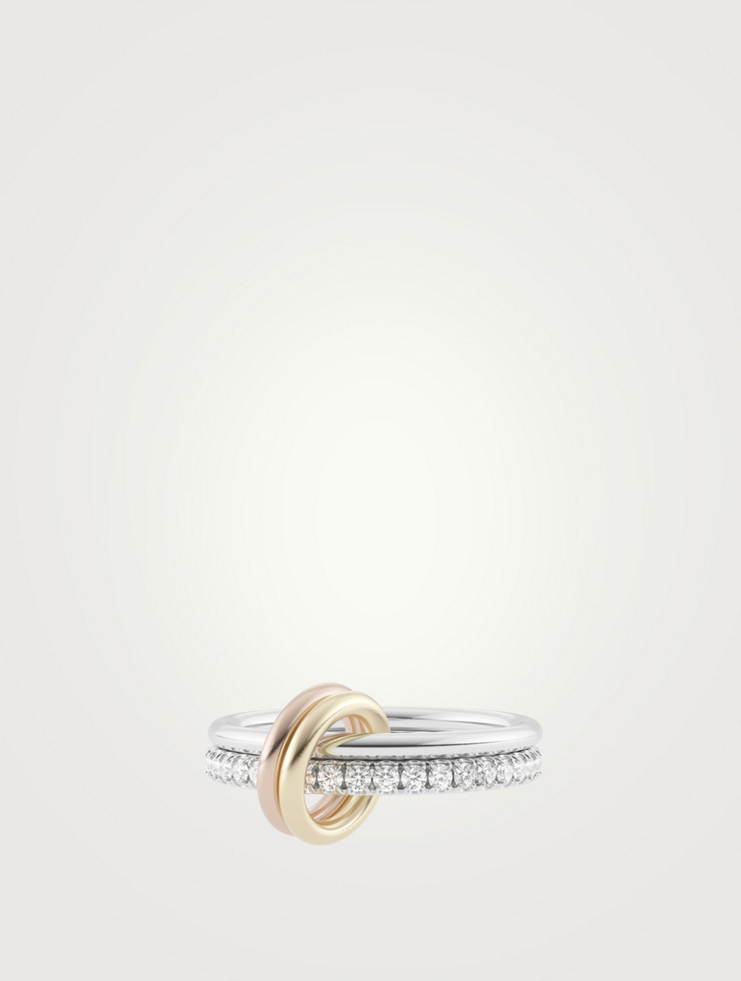 Marigold Sterling Silver Stacked Ring With Diamonds