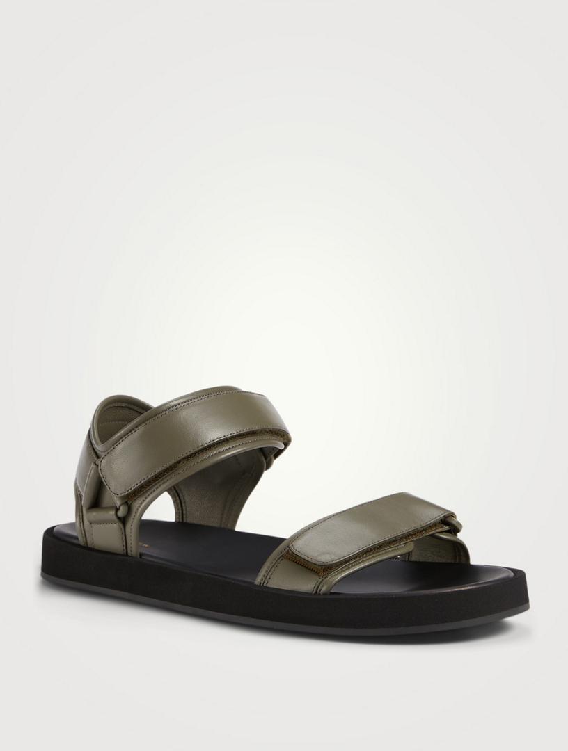 THE ROW Hook-And-Loop Leather Sandals Women's Green