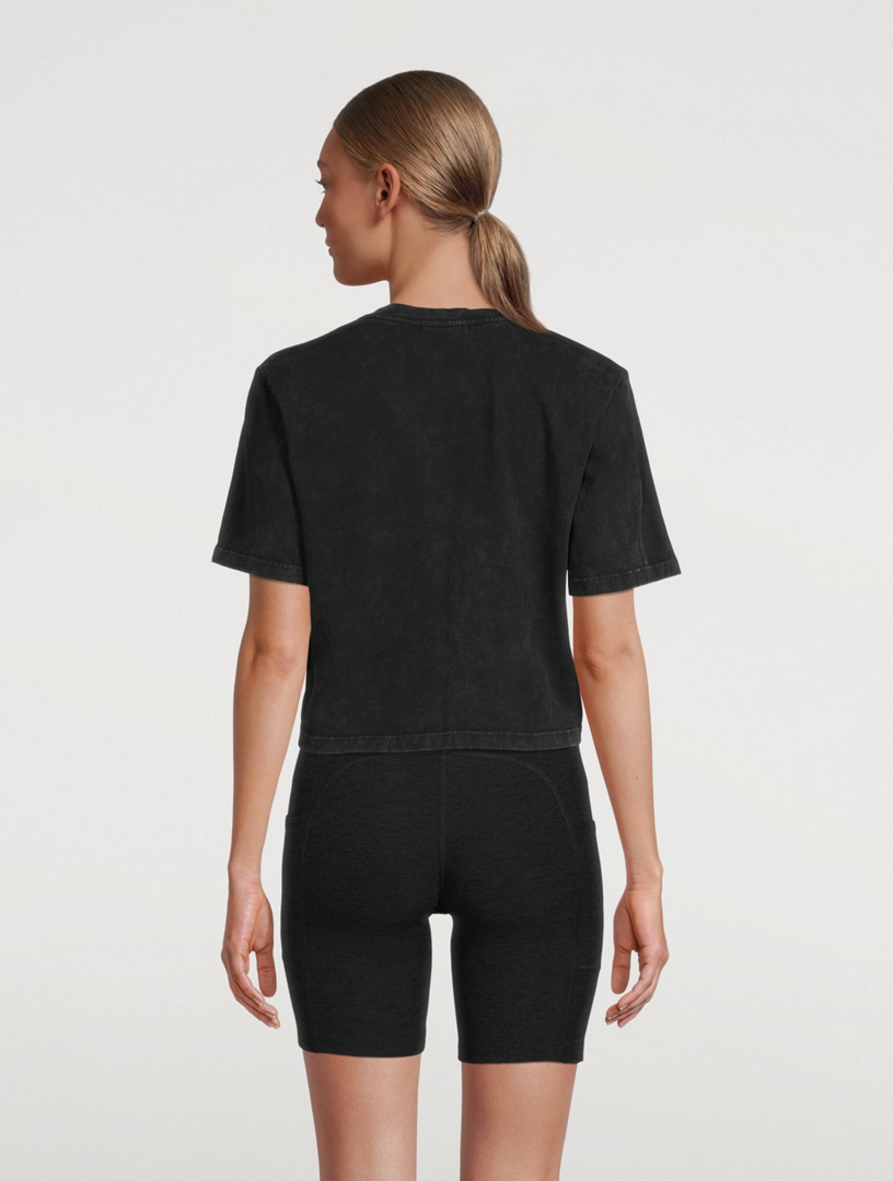 BEYOND YOGA Tee-shirt Stay In en coton surdimensionné et écourté Femmes Noir