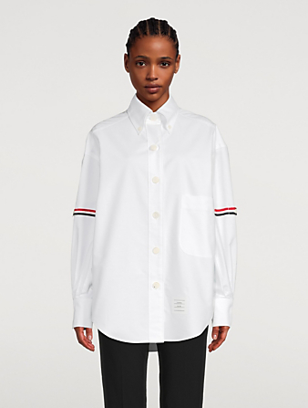THOM BROWNE Oxford Supersized Shirt With Armbands Women's White