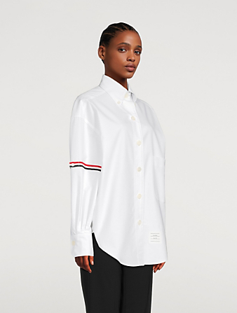 THOM BROWNE Oxford Supersized Shirt With Armbands Women's White