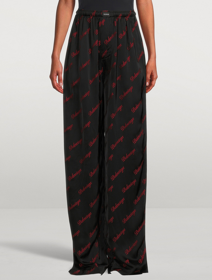 BALENCIAGA Pantalon de pyjama à logo brodé Femmes Noir