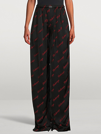 BALENCIAGA Pantalon de pyjama à logo brodé Femmes Noir