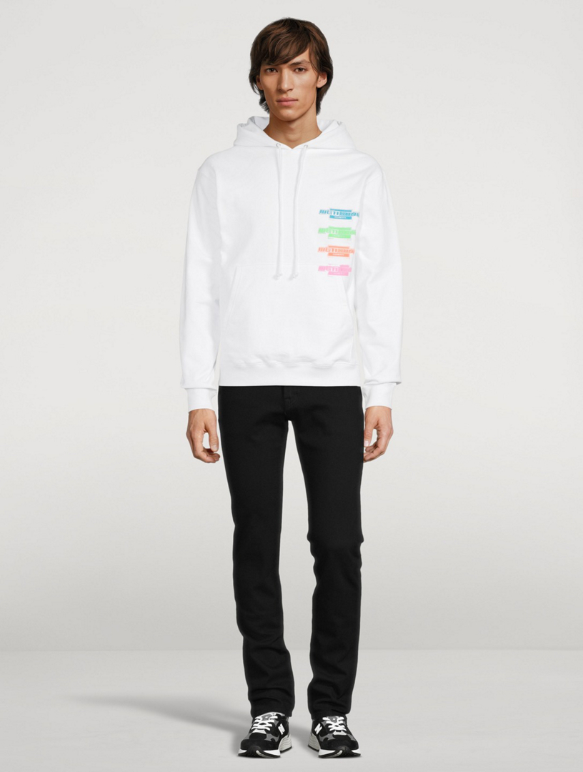 WE11DONE Cotton Hoodie With Multi Logo Men's White