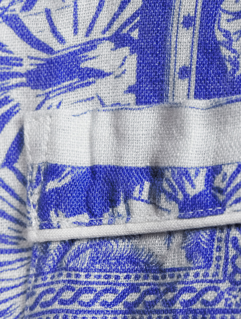 DESMOND & DEMPSEY Short Linen Pyjama Set In Lamba Print Women's Blue