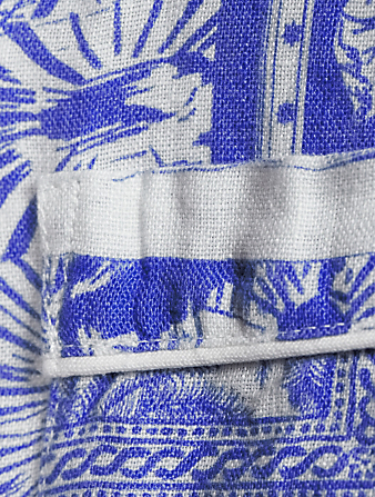 DESMOND & DEMPSEY Short Linen Pyjama Set In Lamba Print Women's Blue