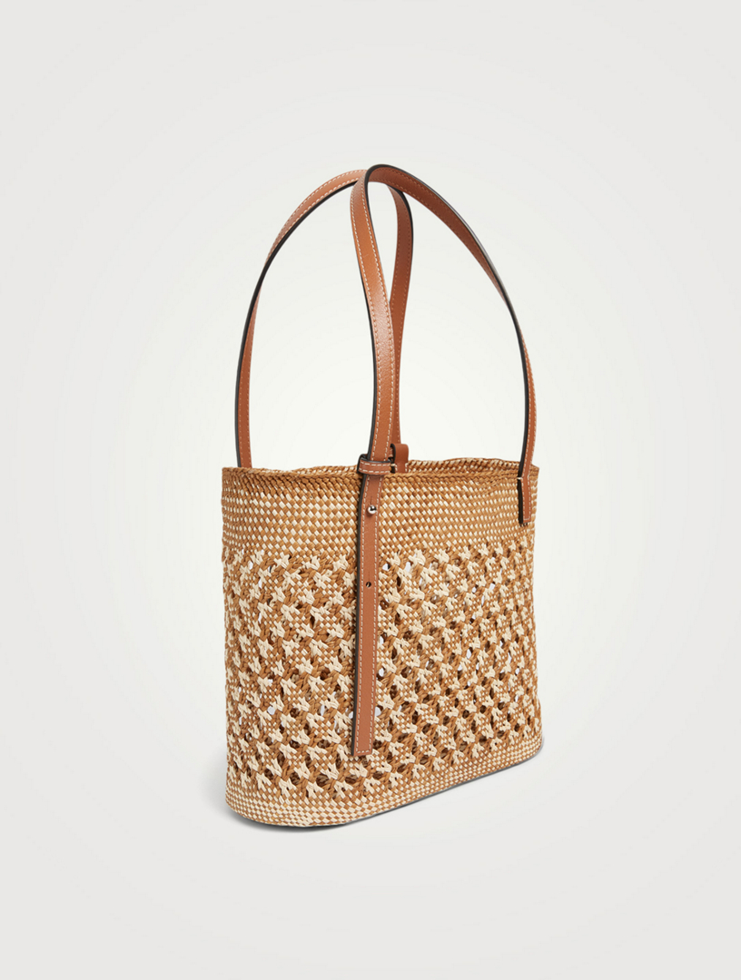 LOEWE Paula's Ibiza Small Honeycomb Straw And Leather Square Basket Bag ...