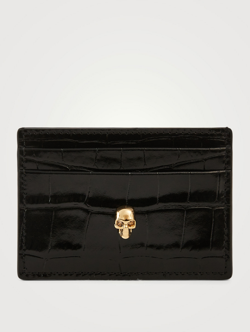 ALEXANDER MCQUEEN Skull CrocEmbossed Leather Card Holder Holt