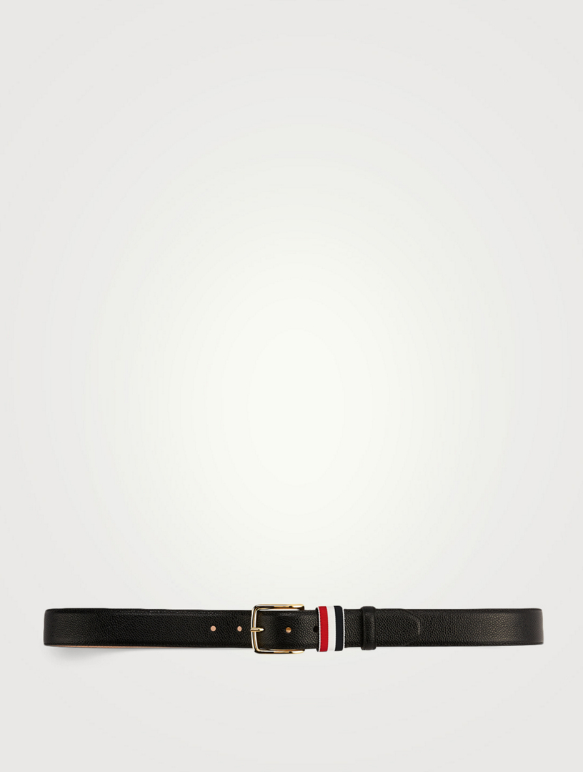 THOM BROWNE Leather Belt With RWB Loop Men's Black