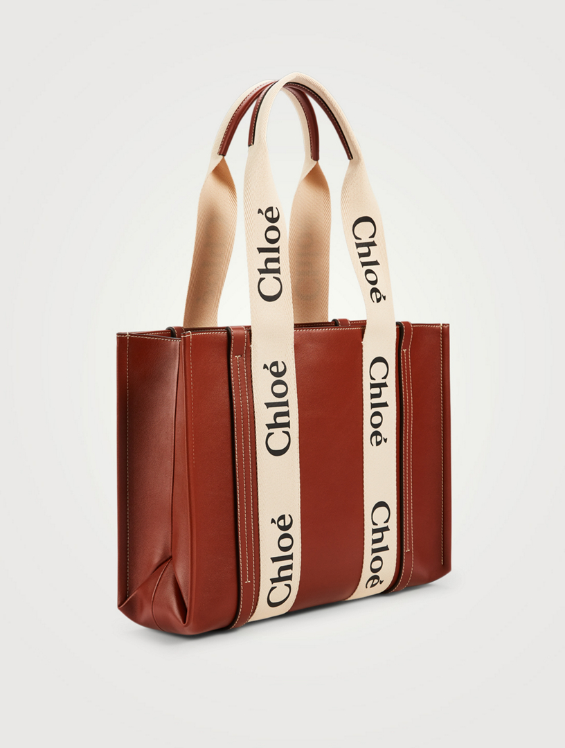 CHLOÉ Medium Woody Leather And Canvas Tote Bag | Holt Renfrew Canada
