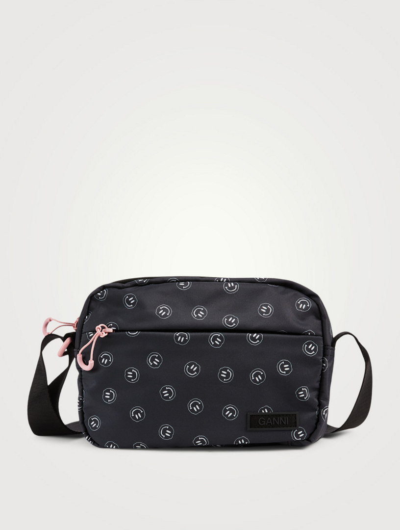 GANNI Festival Recycled Tech Fabric Crossbody Bag In Smiley Print ...