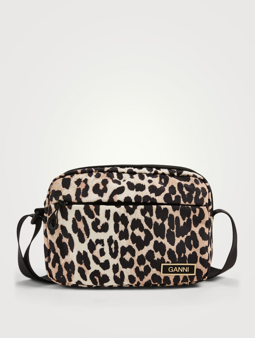 GANNI Festival Recycled Tech Fabric Crossbody Bag In Leopard Print