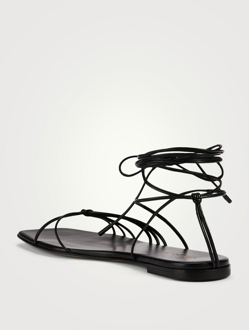 GIANVITO ROSSI Sylvie Leather Ankle-Tie Sandals Women's Black
