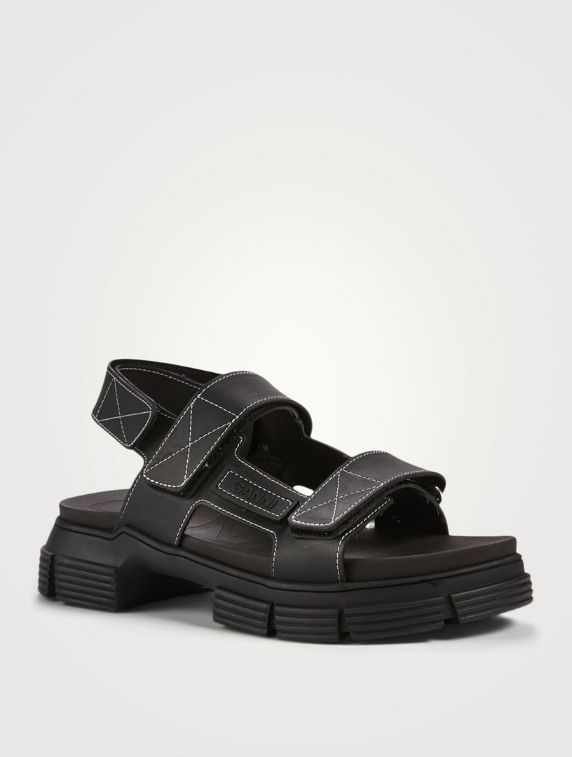 GANNI Recycled Rubber Velcro Sandals Women's Black