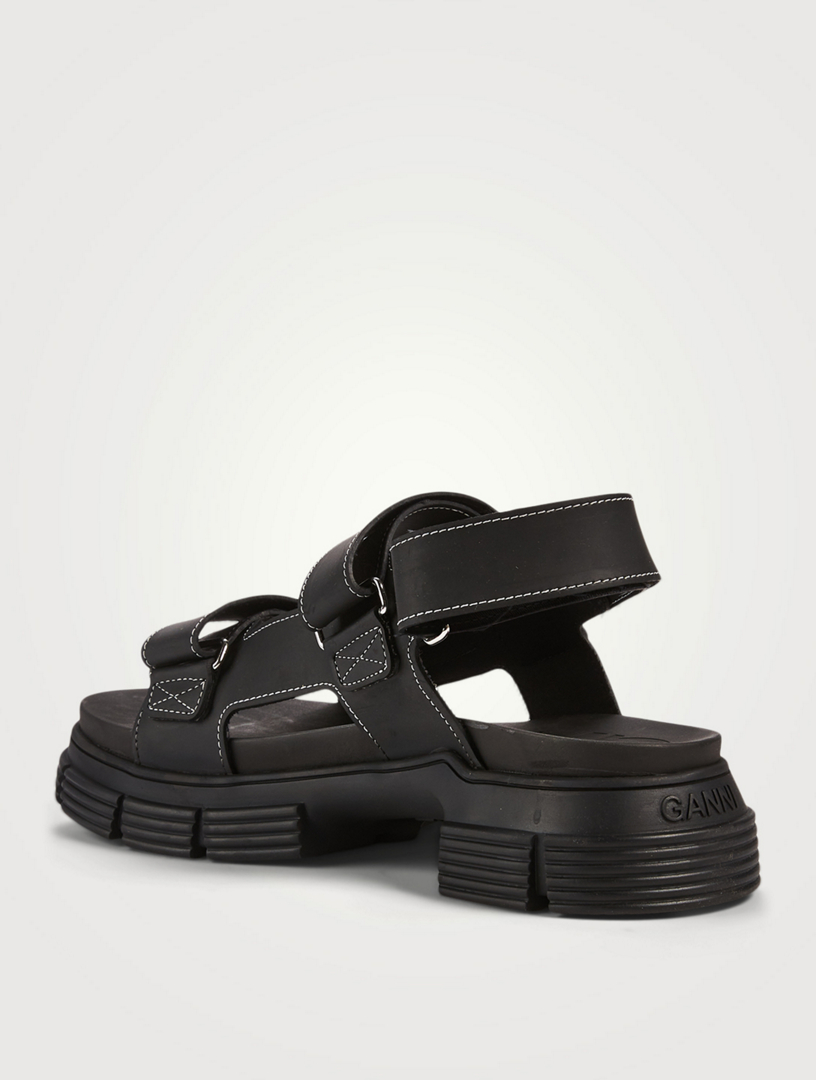 GANNI Recycled Rubber Velcro Sandals Women's Black