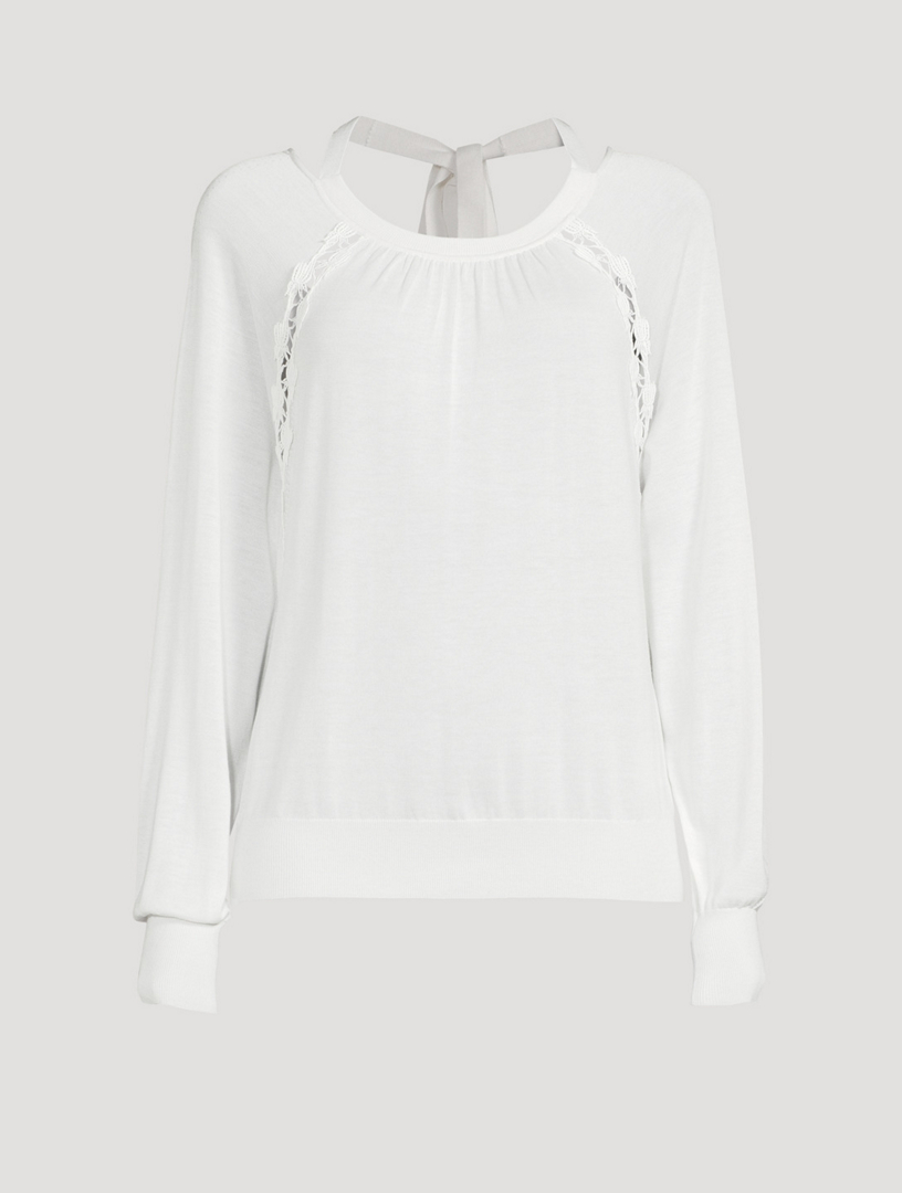 CHLOÉ Silk And Cotton Sweater With Lace Women's White