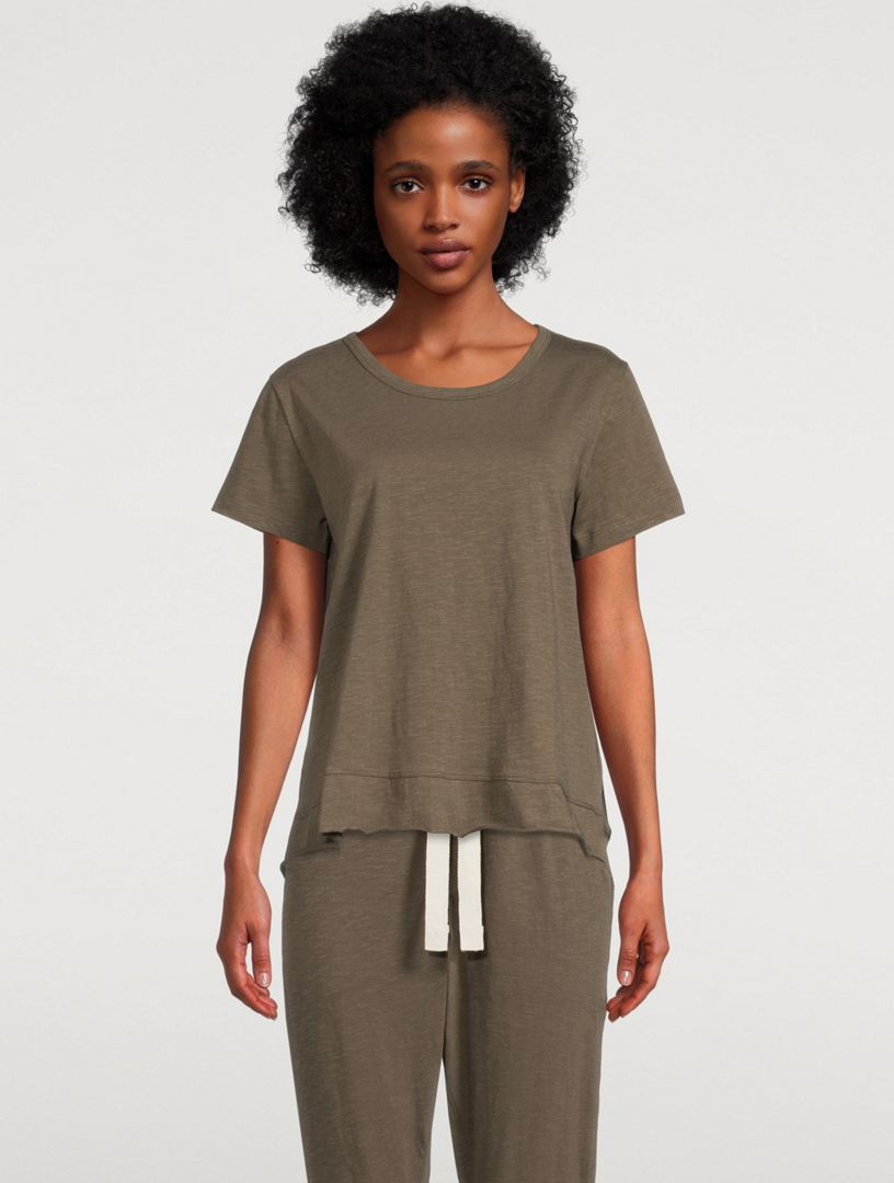 CLOTH & CO. The Raw Hem Slub Organic Cotton T-Shirt Women's Green