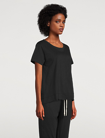 CLOTH & CO. The Raw Hem Slub Organic Cotton T-Shirt Women's Black
