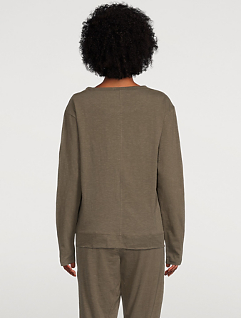 CLOTH & CO. The Raw Hem Slub Organic Cotton Long-Sleeve T-Shirt Women's Green