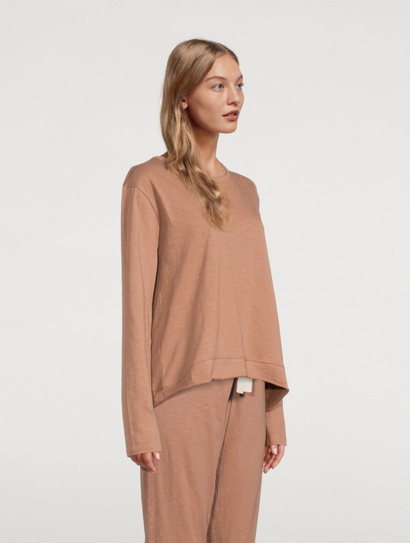 CLOTH & CO. The Raw Hem Slub Organic Cotton Long-Sleeve T-Shirt Women's Neutral