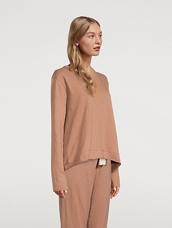CLOTH & CO. The Raw Hem Slub Organic Cotton Long-Sleeve T-Shirt Women's Neutral