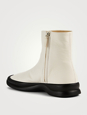 THE ROW Town Leather Ankle Boots Women's White