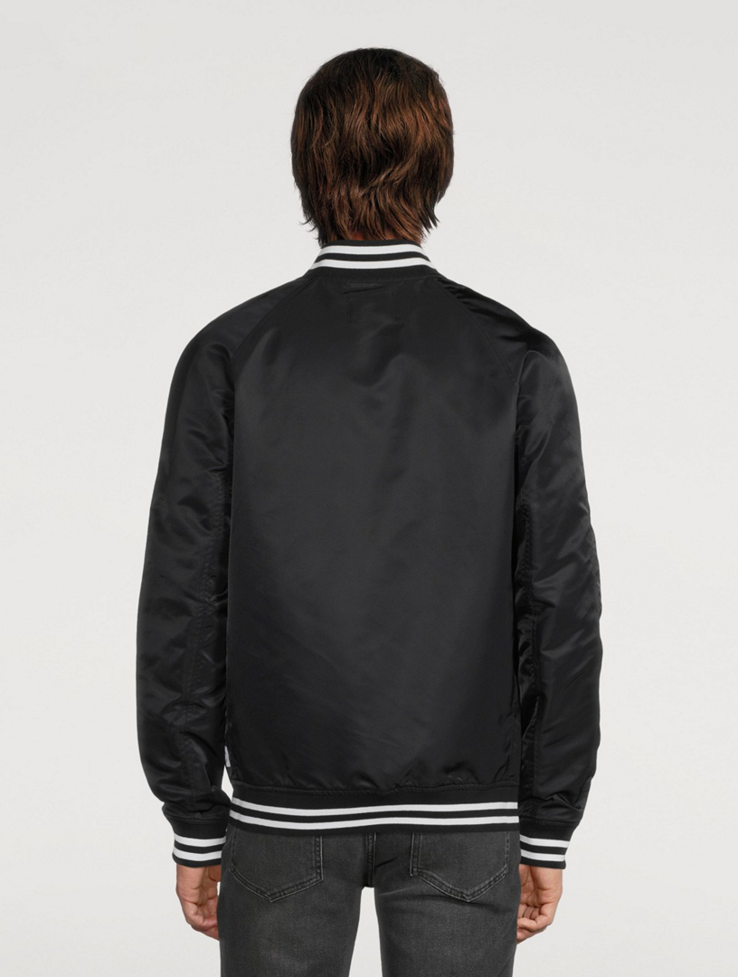 REIGNING CHAMP Satin Crest Logo Stadium Jacket | Holt Renfrew Canada