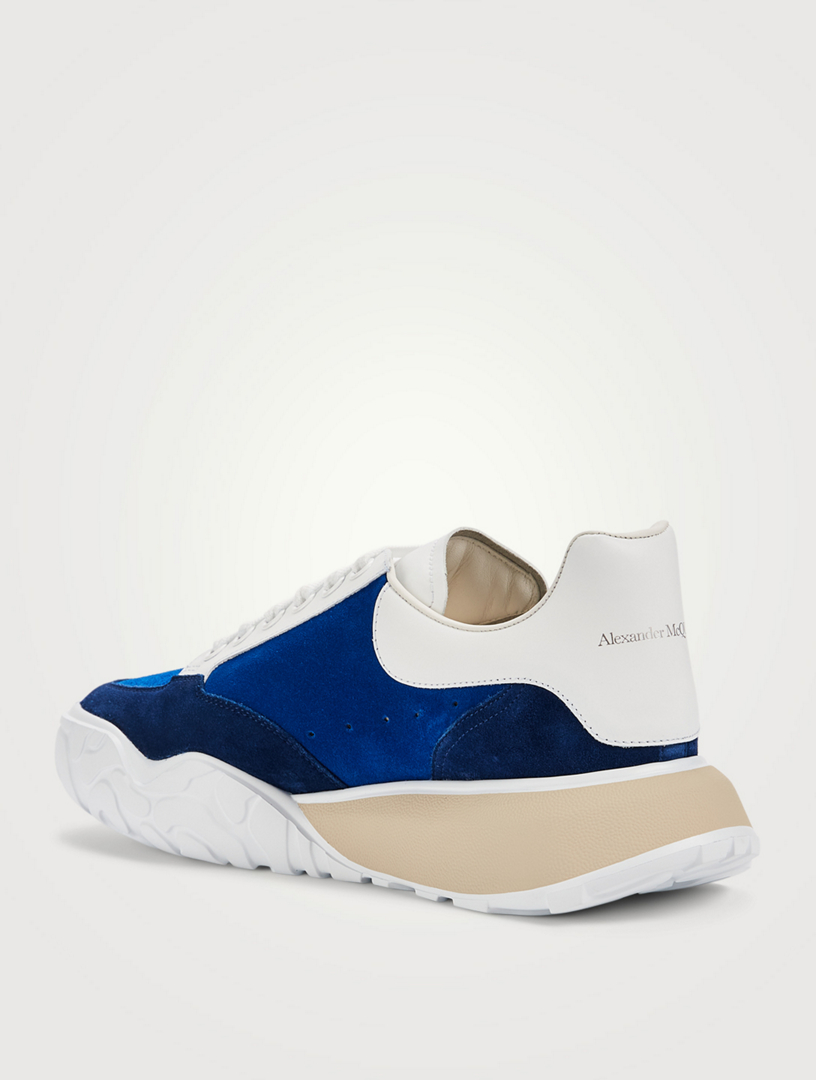 ALEXANDER MCQUEEN Oversized Suede And Leather Court Sneakers Men's Blue