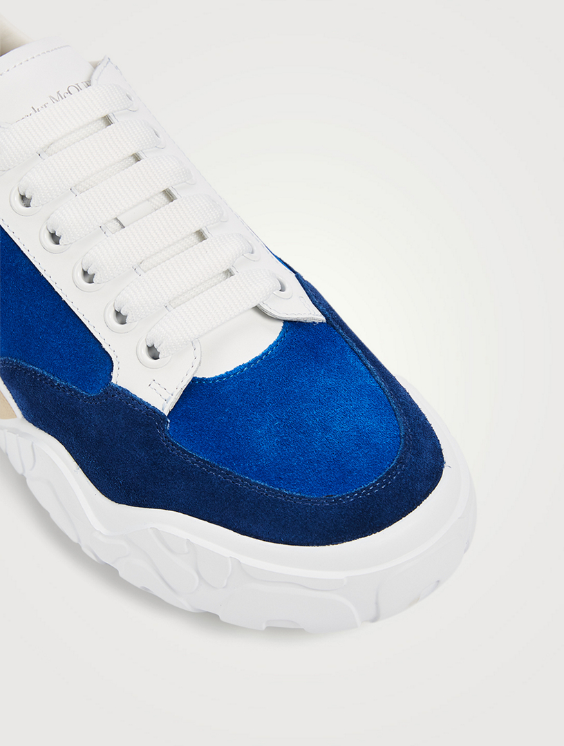 ALEXANDER MCQUEEN Oversized Suede And Leather Court Sneakers Men's Blue