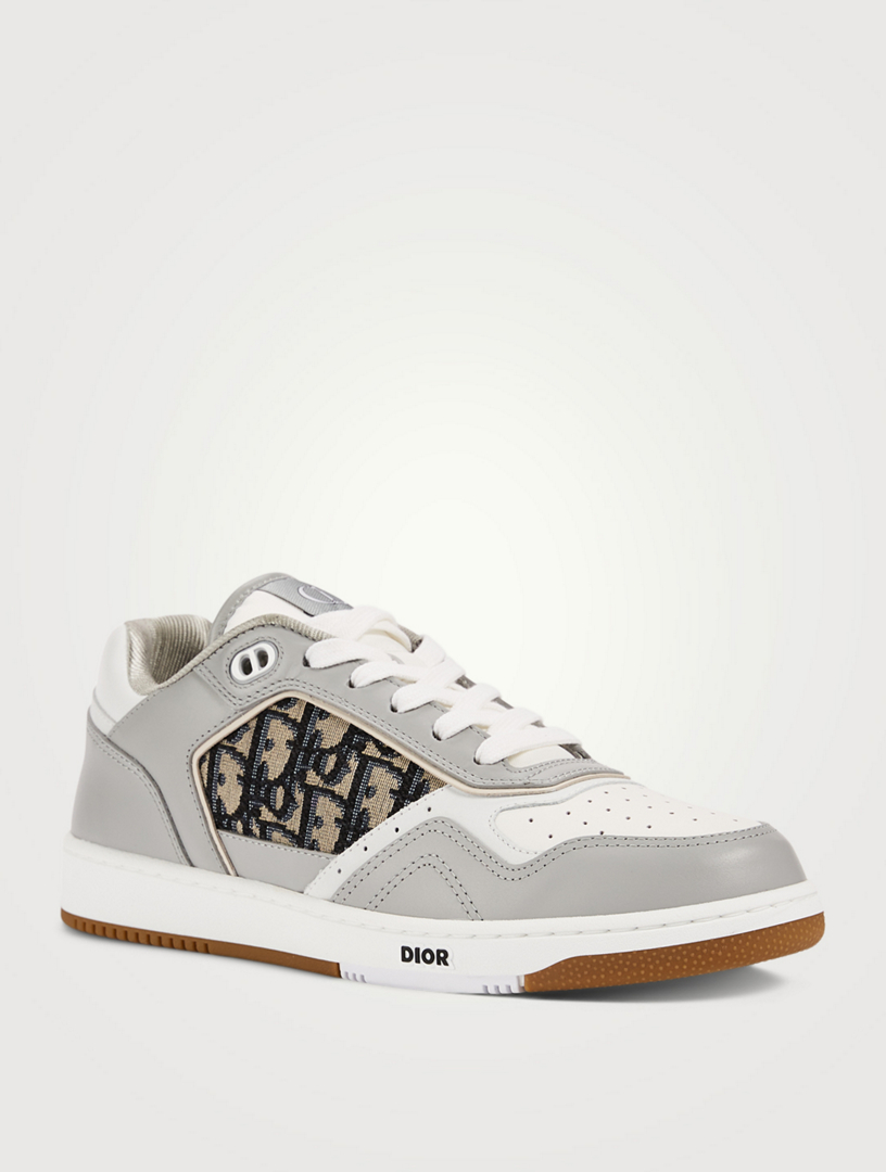 DIOR B27 Leather And Dior Oblique Jacquard Sneakers Men's White