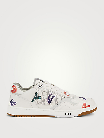 DIOR B27 Leather Sneakers With Kenny Scahrf Print Men's Multi